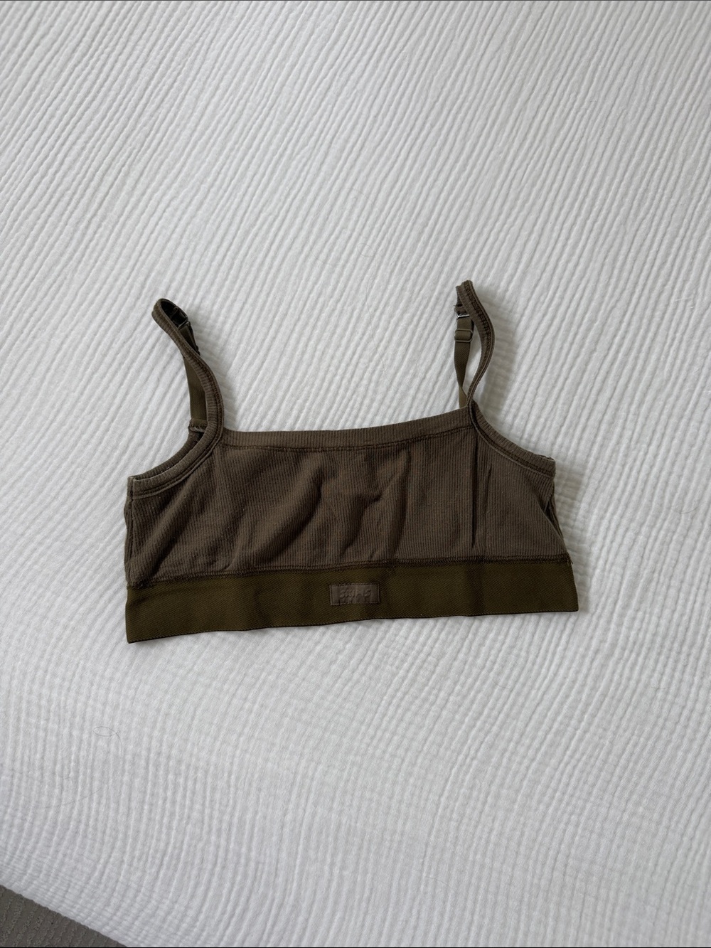 SKIMS Olive Green Ribbed Bralette